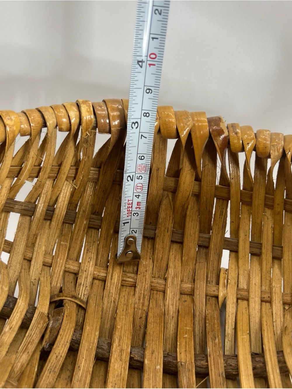 Vintage Small Buttocks Basket Splint Wood Egg Gathering Primitive Twig Handle 8" - Picture 11 of 13